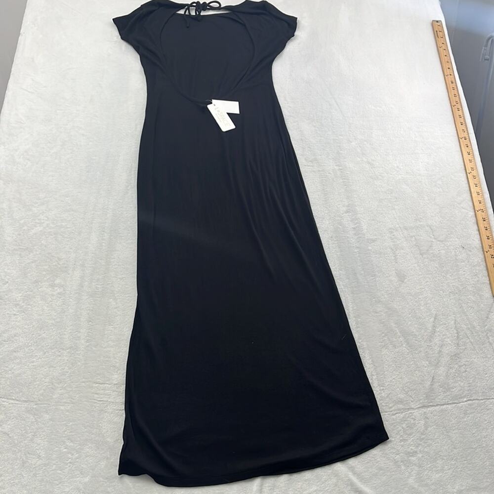NEW L Space‎ S Black Lotus Dress Open Back Maxi Slit Dress